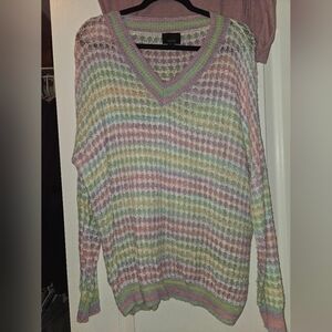 Pastel Striped V-Neck Sweater